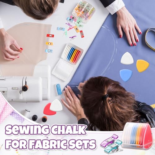 YooNotee 10 Pcs Tailors Chalk and 50 Pcs Sewing Clips Set, Fabric Markers