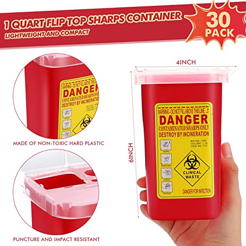 Chumia 30 Pcs Pcs Sharps Container 1 Quart, Small Needle Container Disposal