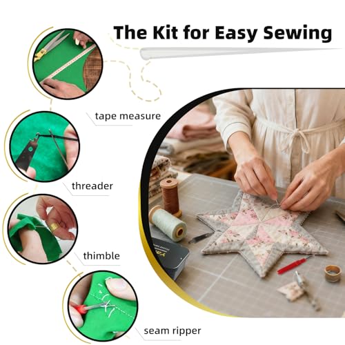 35pcs Steel Needles for Hand Sewing with Threaders Tape Measure