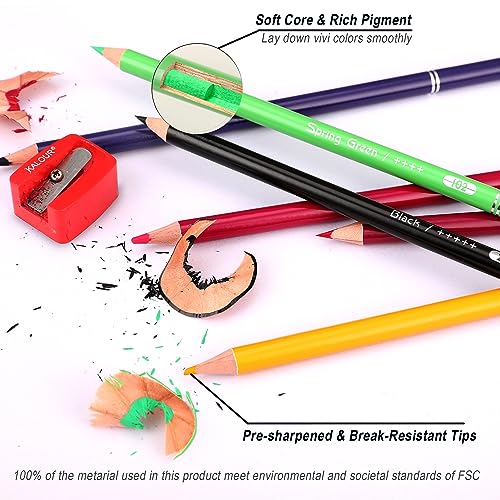 KALOUR Pro Colored Pencils,Set of 520 Colors,Artists Soft Core with Vibrant Color,Ideal for Drawing Sketching Shading,Coloring Pencils for Adults Artists Beginners