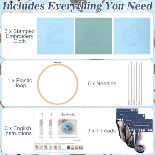 Mindsoft 3 Set Needlepoint Kit for Beginners with Hoop,Possum - style: Possum