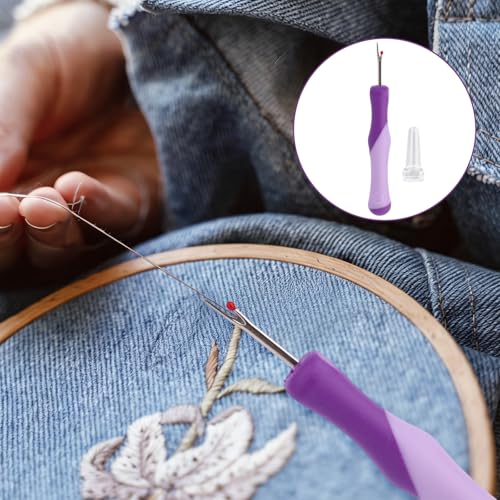 3pcs Seam Ripper, Stitch Remover Tool with Safety Caps and Small Red Ball for Hand Sewing Knitting Cross Stitch Embroidery Thread Removal(Purple) - style: 3 purple