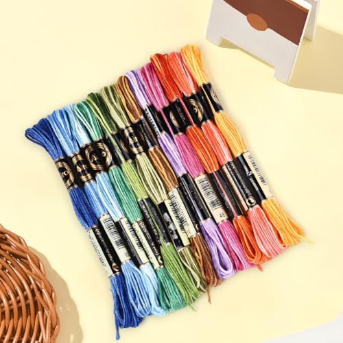 12 Skeins 6 Strands Rainbow Embroidery Thread Floss for Craft DIY - color: Rainbow Color