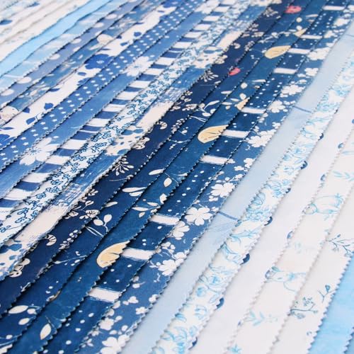 Threadart Blue Prints Jelly Roll - 40 Precut 2.5" Cotton Strips - color: Blue Prints