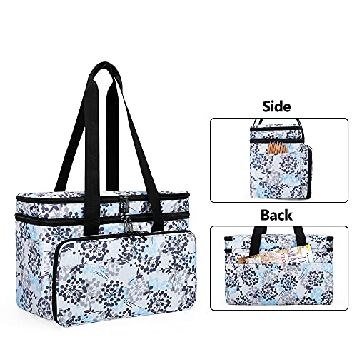 CURMIO Double-Layer Knitting Tote Bag, Yarn Storage for Crafts, Dandelion - color: dandelion