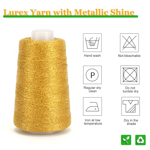 Metallic Crochet Thread, 80g Lurex Yarn for Charms (Bright Golden) - color: BrightGolden