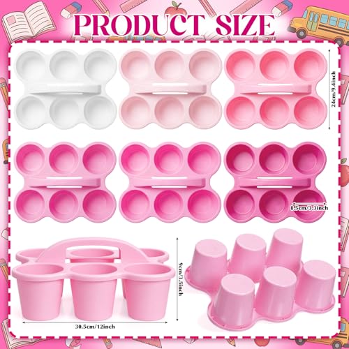 Suclain 6 Pcs Plastic Caddy Organizer with Handle Classroom, Pink - color: Pink