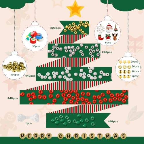 Redtwo Christmas Bracelet Making Kit, 4mm Glass Beads for Jewelry Making - size: 4mm-2100