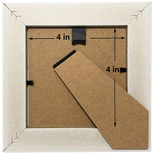 Square Picture Frame 4x4 White (Cream Color) Photo Frame Desktop Display Mount on The Wall. Plastic Panel (not Glass), Plastic Packaging (not Carton Packaging). - color: White, size: 4x4