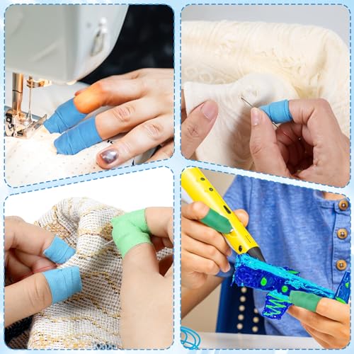 3 Rolls Thimble Tape for Hand Sewing, Self-Adhesive Cotton Finger Protector, Breathable Finger Tape Adjustable Knitting Bandage for Quilting, Embroidery DIY Crafts (Green, Purple, Blue) - color: Green, Purple, Blue