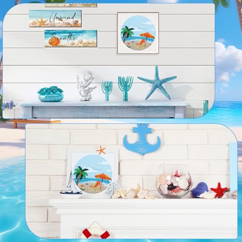 ElasignShopo Ocean Embroidery Kit for Beginners Adults, Easy Cross Stitch Kit Spring Summer Beach Ocean Pattern Embroidery Starter Kits with Wooden Hoop Needles Threads Display Stand and Instruction - color: Ocean Beach