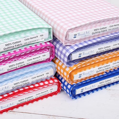 Threadart Spring Picnic Red Gingham Cotton Quilting Fabric - 10 Yard Cut - color: Red Gingham 5, size: 10 YARD CUT
