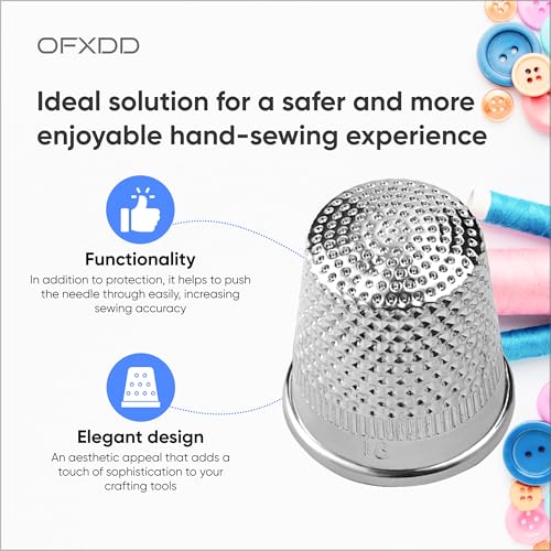 Thimbles for Hand Sewing - Metal Sewing Thimbles for Fingers - Thumb Thimbles for Hand Quilting - Stainless Steel Finger Protectors for Sewing, Embroidery & Craft, Sewing Tools