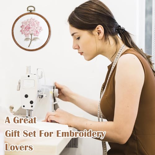 Oqqlin 15 Pcs Imitated Wood Embroidery Hoops, 4 Inch Round Rubber Embroidery Frame Retro Small Circle Cross Stitch Hoop for Displaying, Sewing, Gifts, DIY, Home Decor - size: 4 Inch