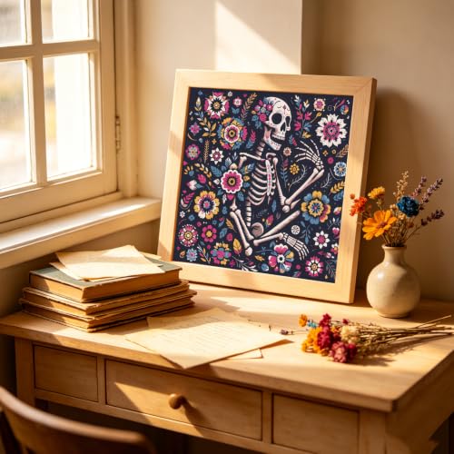 5D Flower Diamond Painting Kits for Adults, Floral Skull Diamond Art Kits - color: KM1187-1