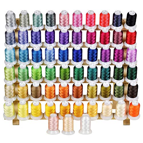 63-Color Polyester Machine Embroidery Thread, 1,100 Yards Each - size: 1100 Yards