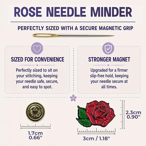 The Quilted Bear Magnetic Needle Minder, Small, Rose - color: Rose