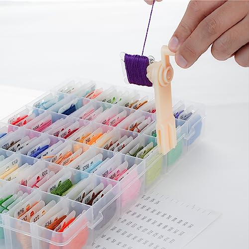 Rumhut 2 Pack Embroidery Floss Organizer with 216 Pcs Embroidery Floss, Floss Windern and Floss Number Stickers for Craft DIY Embroidery Sewing Storage