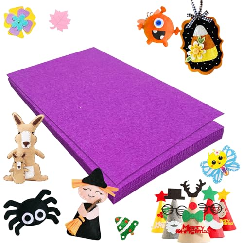 Jtnohx Felt for Crafts, 16 Pcs Felt Fabric, 7"×11.3" Stiff Felt Sheets, Craft Felt Square for Sewing (Purple) - color: Purple