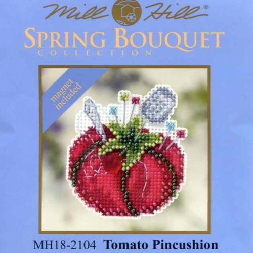 Tomato Pincushion Beaded Counted Cross Stitch Ornament Kit Mill Hill 2012 Spring Bouquet MH-182104