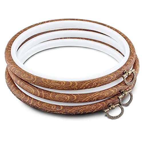Piutouyar 3 Pcs 6.7 Inch Embroidery Hoop Set, Imitated Wood Display Frame - style: 3 Pieces 6.7 Inch