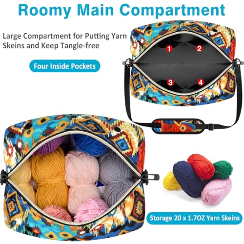 IBFUN Crochet Yarn Knitting Bag Organizer for Knit Accessories Hooks - color: L-Multicolored, size: Large