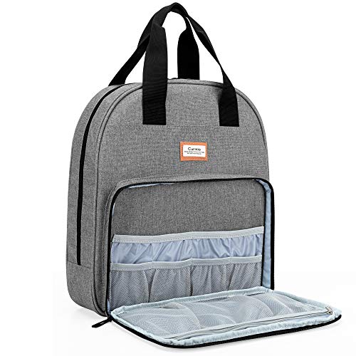 CURMIO Embroidery Project Bag for Hoops and Cross Stitch Supplies, Gray