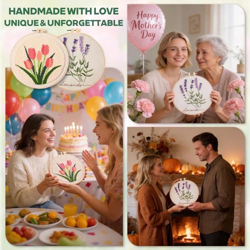 AERXSRET Punch Needle Kit and Embroidery Kit for Adult Beginners, DIY Craft
