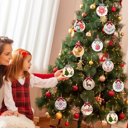 Beeveer 12sets/25pcs 4 Inch Embroidery Hoops with Bows, Christmas DIY Craft - color: Red, Black,White, size: 4 Inch