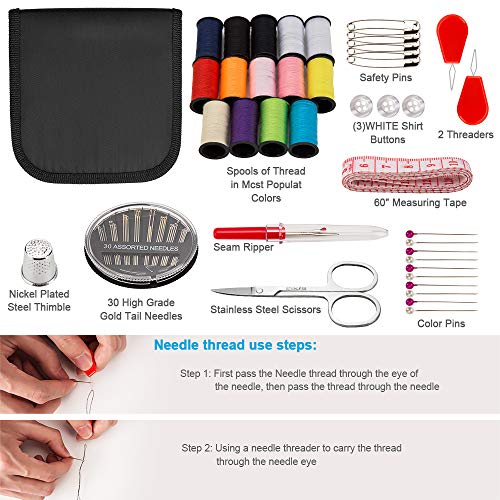 Sewing Kit, Sewing Kits for Adults, OKOM 68Pcs Thread for Sewing, Sewing Supplies, Sew Kit for Home,Traveler,Small Mini, Basic, Beginner, DIY, Needle and Thread Kit, Gift for Mother and Grandma - size: S