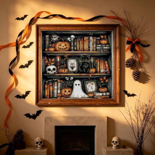 Halloween Beginner Stamped Cross Stitch Kits Arts and Crafts for Adults - color: J193-01