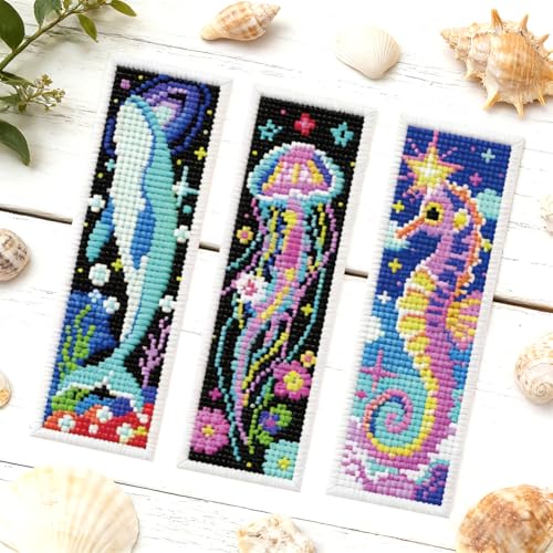 ORIGACH 6 Set Cosmic Ocean Cross Stitch Bookmark Kit for Beginner - style: Cosmic Ocean