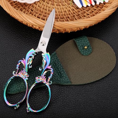 YOUGUOM 5.3in Crafting Scissors with Cover, Multipurpose Shears - color: Rainbow