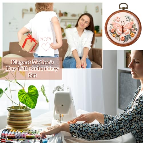 Burbell 15 Pcs 8 Inch Round Embroidery Hoops Frame Circle Spring Rubber Hoops Ring Display Cross Stitch Ornament Imitated Wood Frame Kits for Spring Gifts Mother's Day Craft Sewing DIY Hanging Gifts - size: 8 Inch