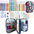 100pcs Crochet Hooks Set in Case Ergonomic Soft Grip Handles Weave Yarn Knitting Needles Kit and Crochet Needle Accessories Crochet Kit Complete Crochet Set for Beginners and Experiecced Crochet Lover - color: Navy Blue