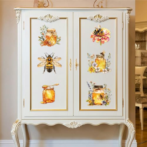 Peacoblue Bees and Honey Rub On Transfers for Furniture Craft 6"x12" - style: Bees and Honey