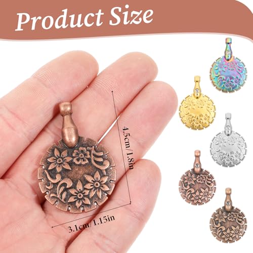 SynHHergyx Yarn Cutter Pendants 5 Pcs Vintage Thread Cutter Metal Yarn Cutter Thread Disconnector Round Yarn Cutter Pendant for DIY Sewing Tools Knitting Supplies (Gold, Silver, Copper, Dazzle Color)