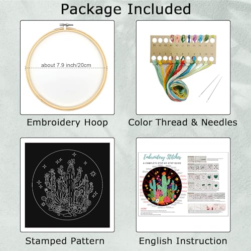 Louise Maelys Cactus Embroidery Kit, Cross Stitch Kit for Beginner Adults - color: Kit-4