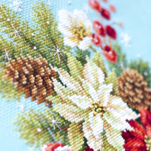 Wizardi Counted Cross-Stitch Kit Merry Christmas! 100-241 Magic Needle. Painted Needle Punch Kits for Adults - color: Merry Christmas!