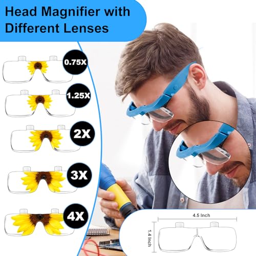 Magnifying Glass with Light Hands Free Magnifying Glasses Headset - color: Blue, size: Without Case