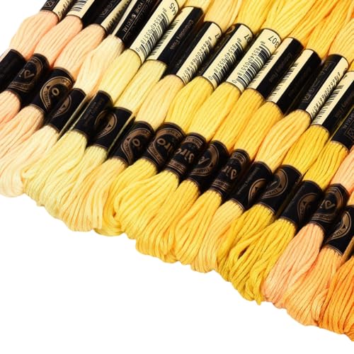 18 Skeins 157.5 Yards Gold Variegated Embroidery Floss Thread 6 Ply Srings Friendship Bracelet Craft Polyester Cross Stitch Threads String for Sewing Making Knitting Clothes Stitching DIY - color: Gold
