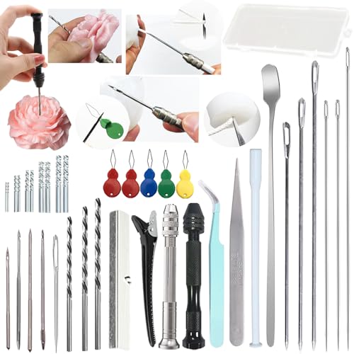 37PCS Candle Making Tools Set Adjustable Punch Needle Long Silicone Mold Needle Drill Candle Wick Hole Drill Steel Sticks to Make Holes in Candles Soap,Mold Punch Wicking Needle Tools Inserting Tool - color: 37PCS