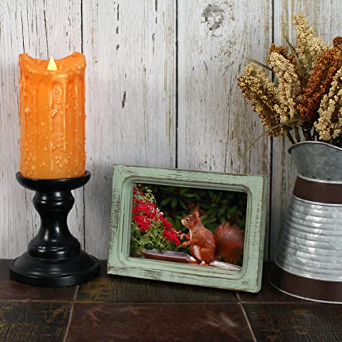 CVHOMEDECO. 6x4 Picture Frame Made of Solid Wood High Definition Glass Rustic Vintage Designs Small Photo Frame for Tabletop Display and Wall Mounting, Distress Teal - color: Distress Teal A, size: 4" X 6"