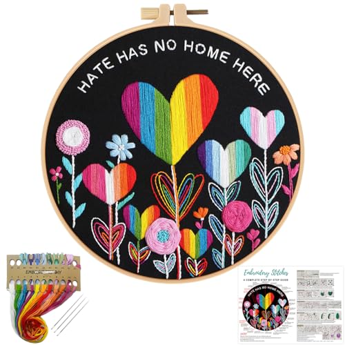Louise Maelys LGBT Love Embroidery Kit for Beginners, Flower Pattern - color: kit-25