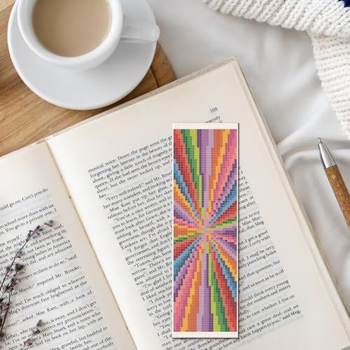 FREEBLOSS 6 Set Cross Stitch Bookmark Kits Radial Pattern 8x2.4'' 11CT - style: Radiant flowers