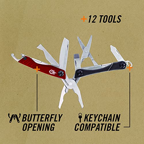 Gerber Dime 12-in-1 Mini Multitool Pliers, Pocket Knife, Bottle Opener, Red - color: Red