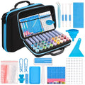 MERATIA Diamond Painting Storage Case Organizer, 40 Slots with Accessories - color: Blue-10 square+30 round bottles