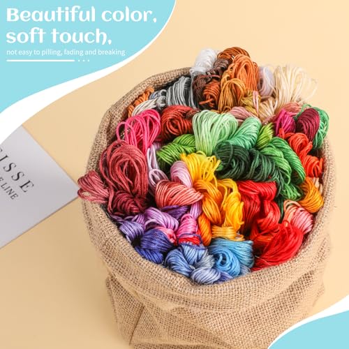 Embroidery Thread,100 Skeins Multicolor Embroidery Floss, Embroidery String for Bracelet Making,Hand Sewing Needle for Embroidery - color: Multicolor