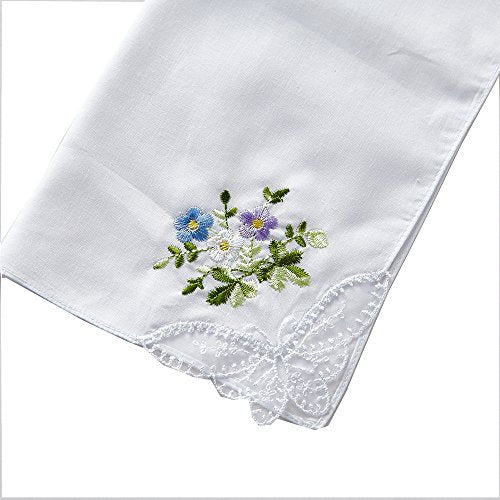 RDS HANKYTEX Cotton Embroidery Ladies' Handkerchiefs Lace Set of 6 - style: 1