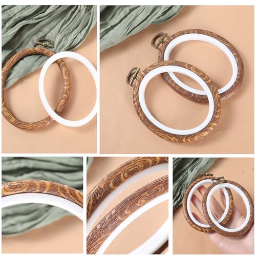 2Pcs Oval Fancy Embroidery Hoop, 3"x3.75" Decorative Cross Stitch Hoops, Imitated Wood Resin Embroidery Frame Hoop for DIY Decoration and Art Craft Sewing
